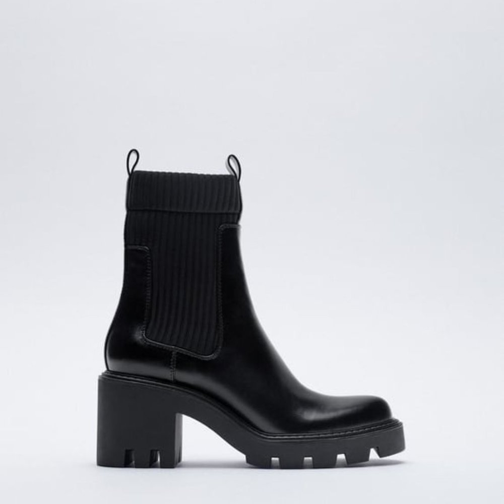 Zara SOCK STYLE HEELED ANKLE BOOTS